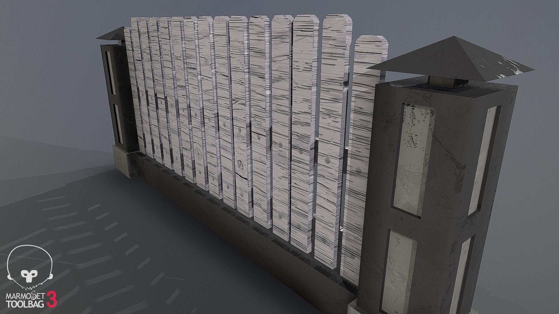 Collection of fences Low-poly 3D model_45