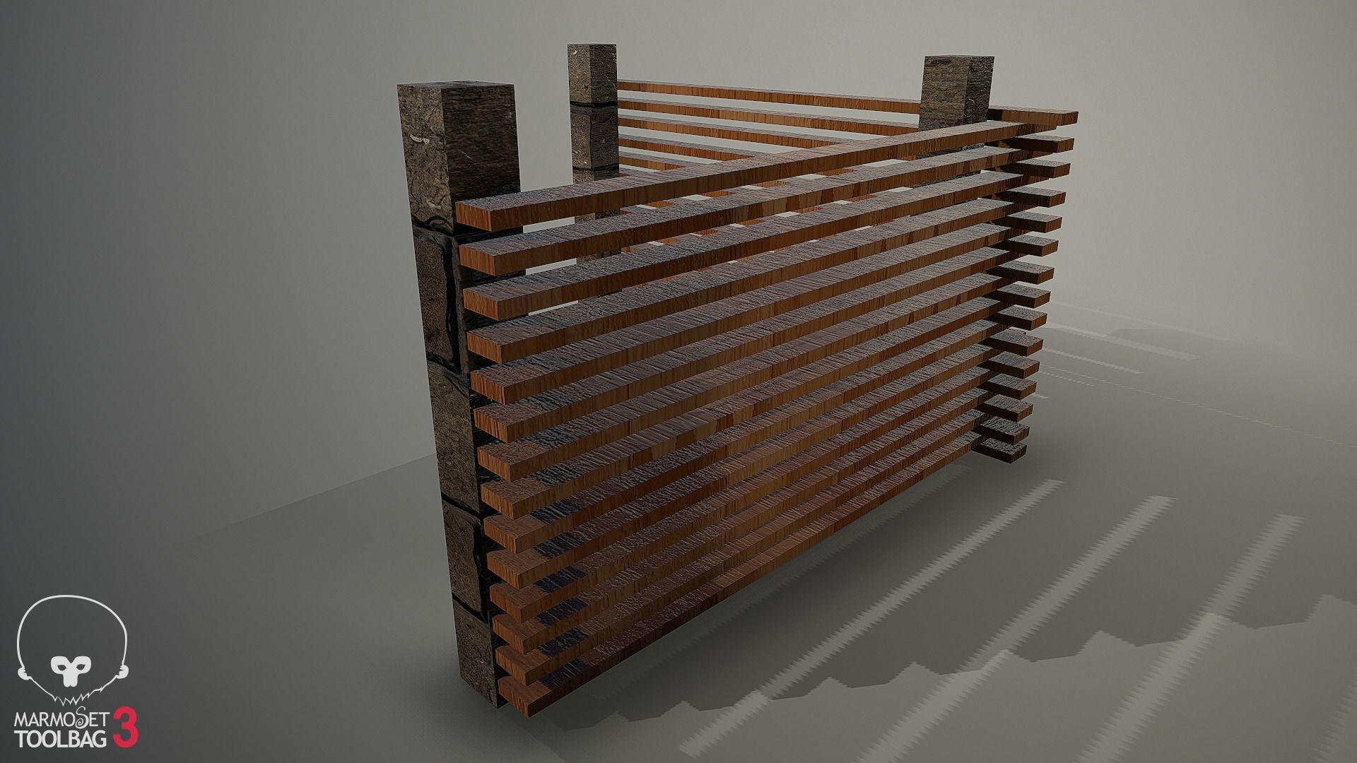 Collection of fences Low-poly 3D model_91
