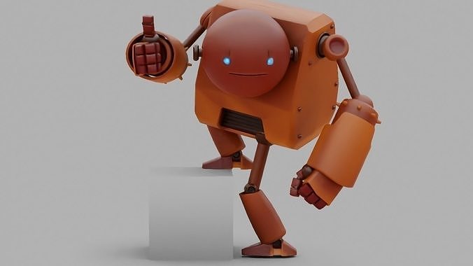 Toon robot rigged - animated character 3D model