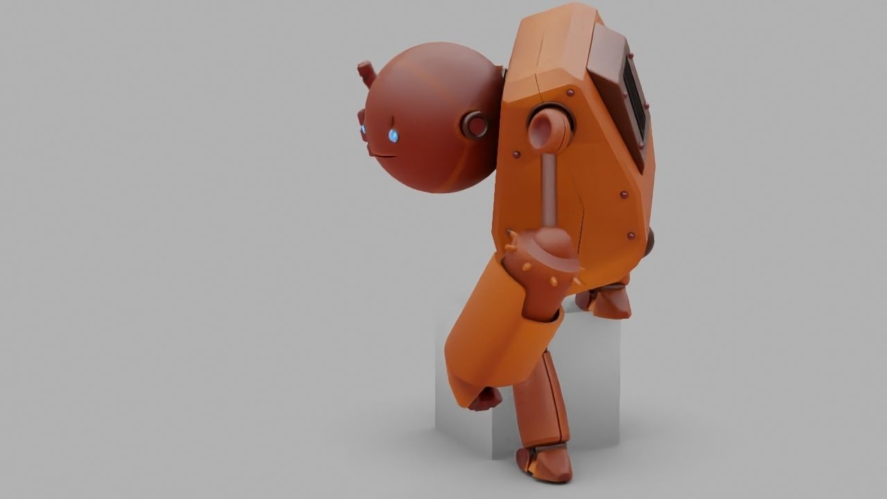 Toon robot rigged - animated character 3D model_1