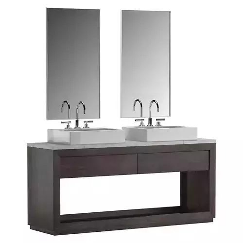 RECLAIMED OAK DOUBLE WASHSTAND Brown 3D model