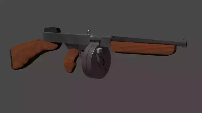 A simple model of a submachine gun Thompson Free 3D model
