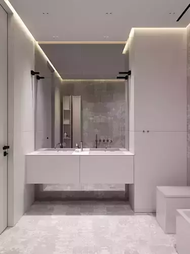 Bathroom 2 modern with walls and lighting 3D model