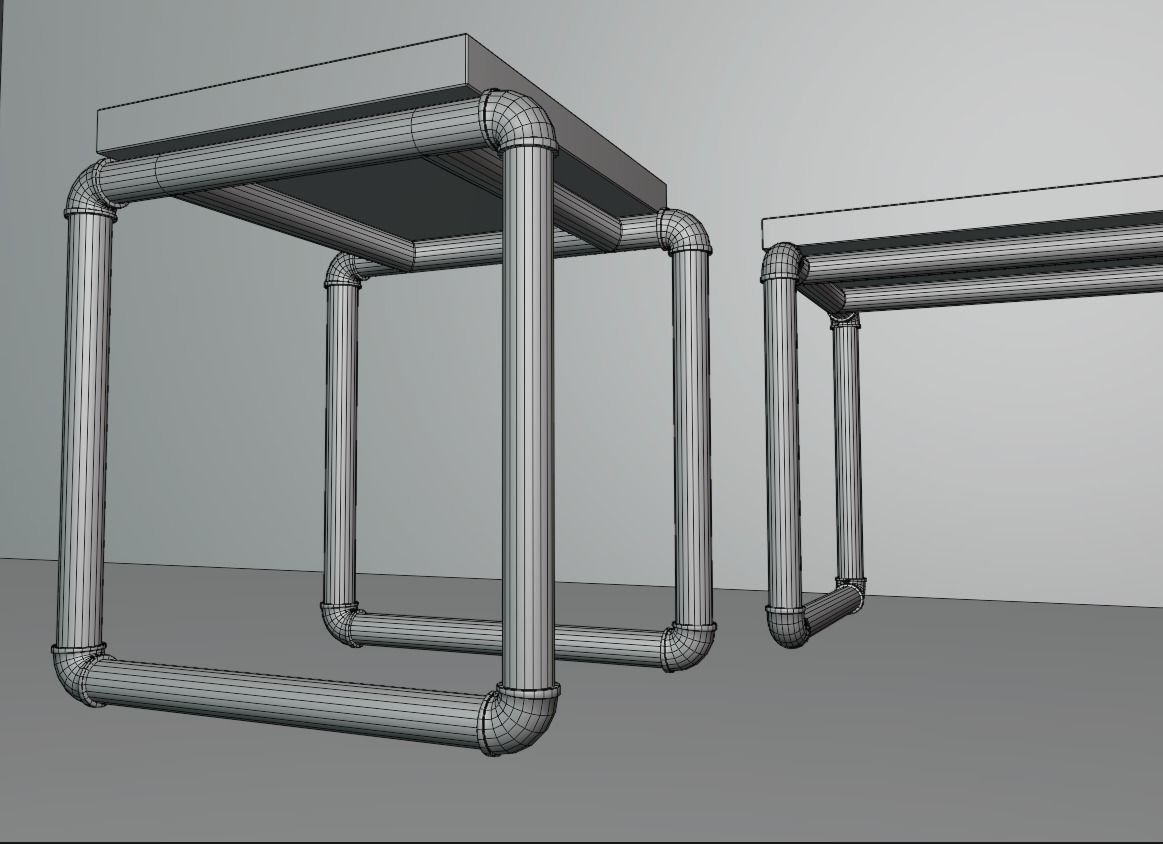 Office Set Pipe Style - No Texture 3D model_6