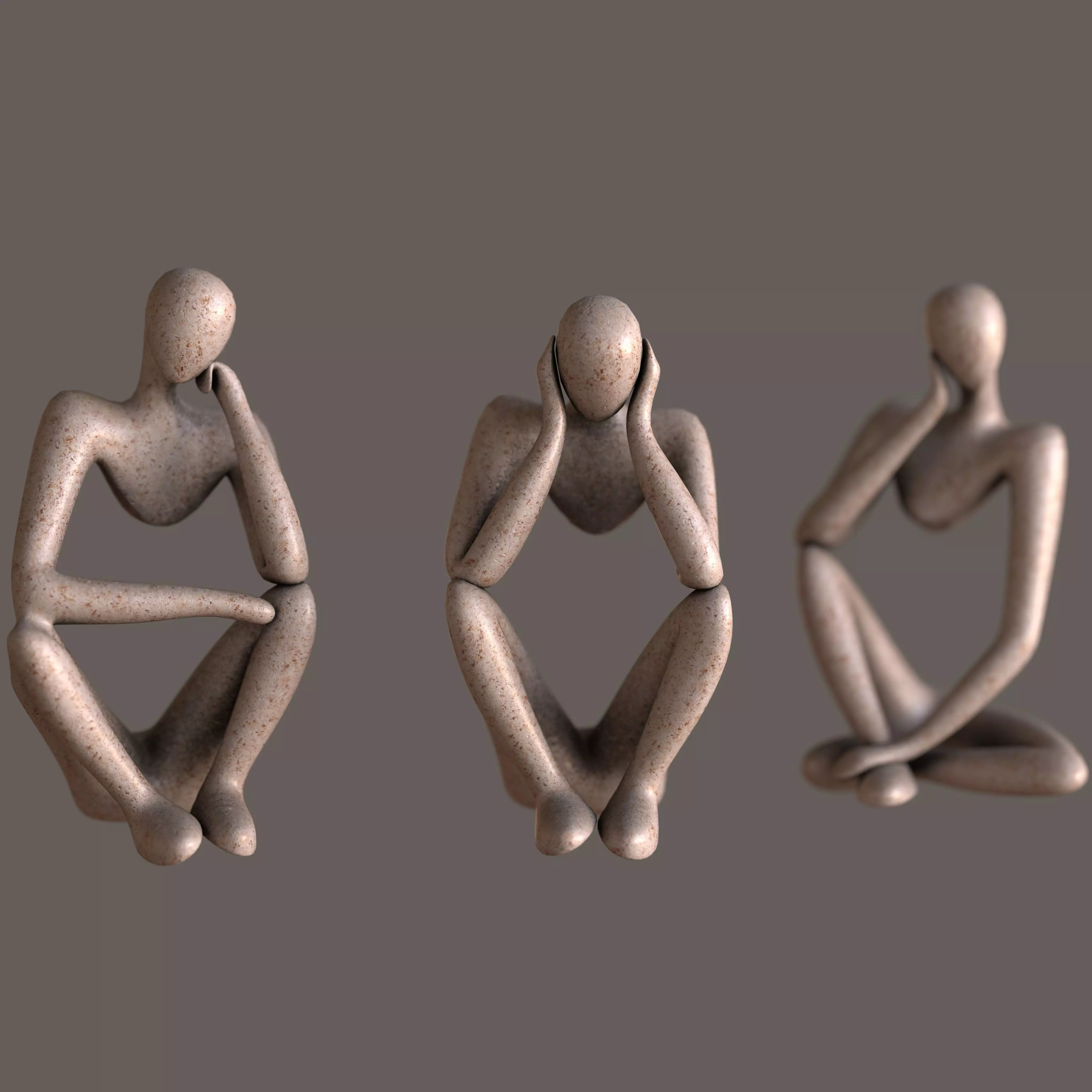 Stone Statuettes Low-poly 3D model_0