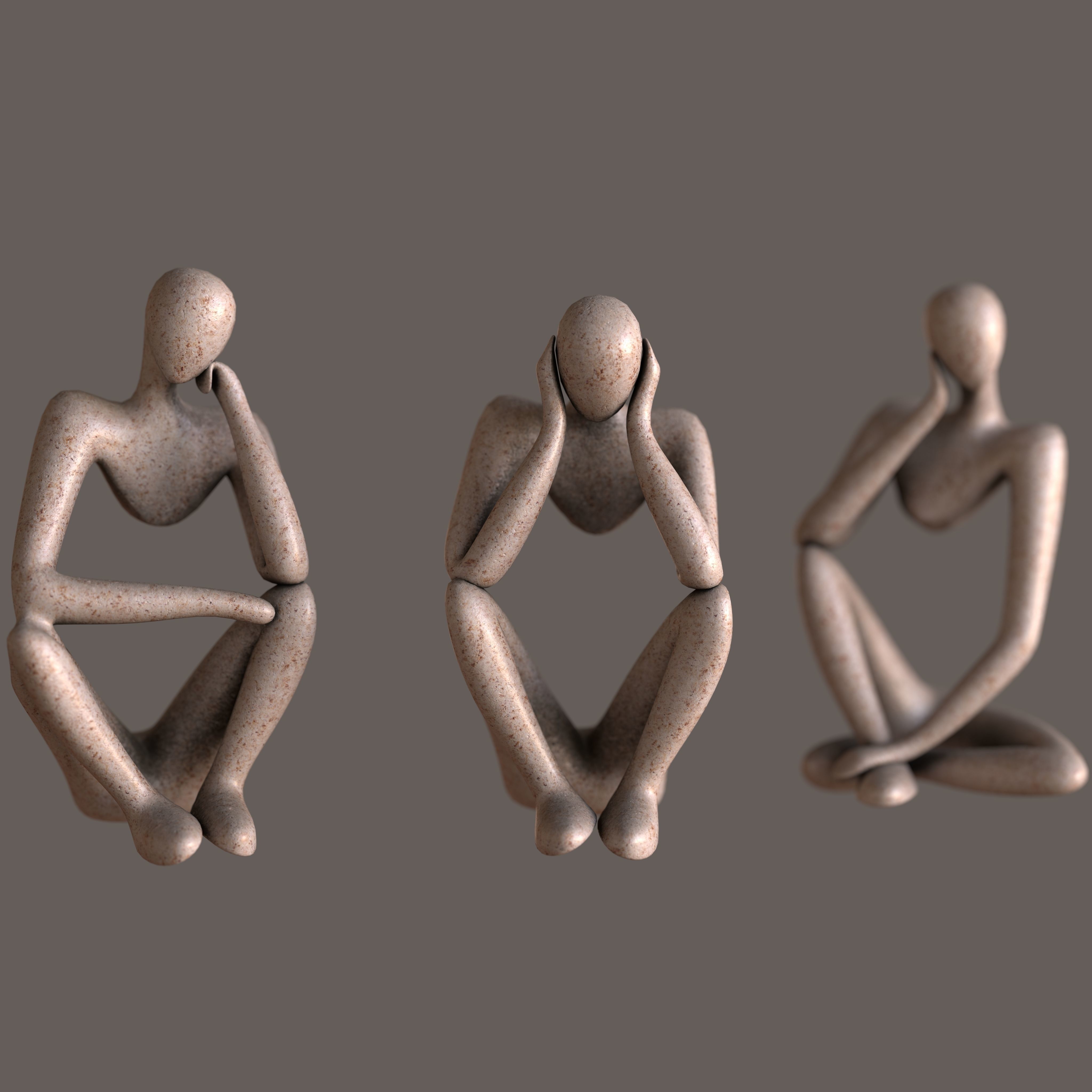 Stone Statuettes Low-poly 3D model_1