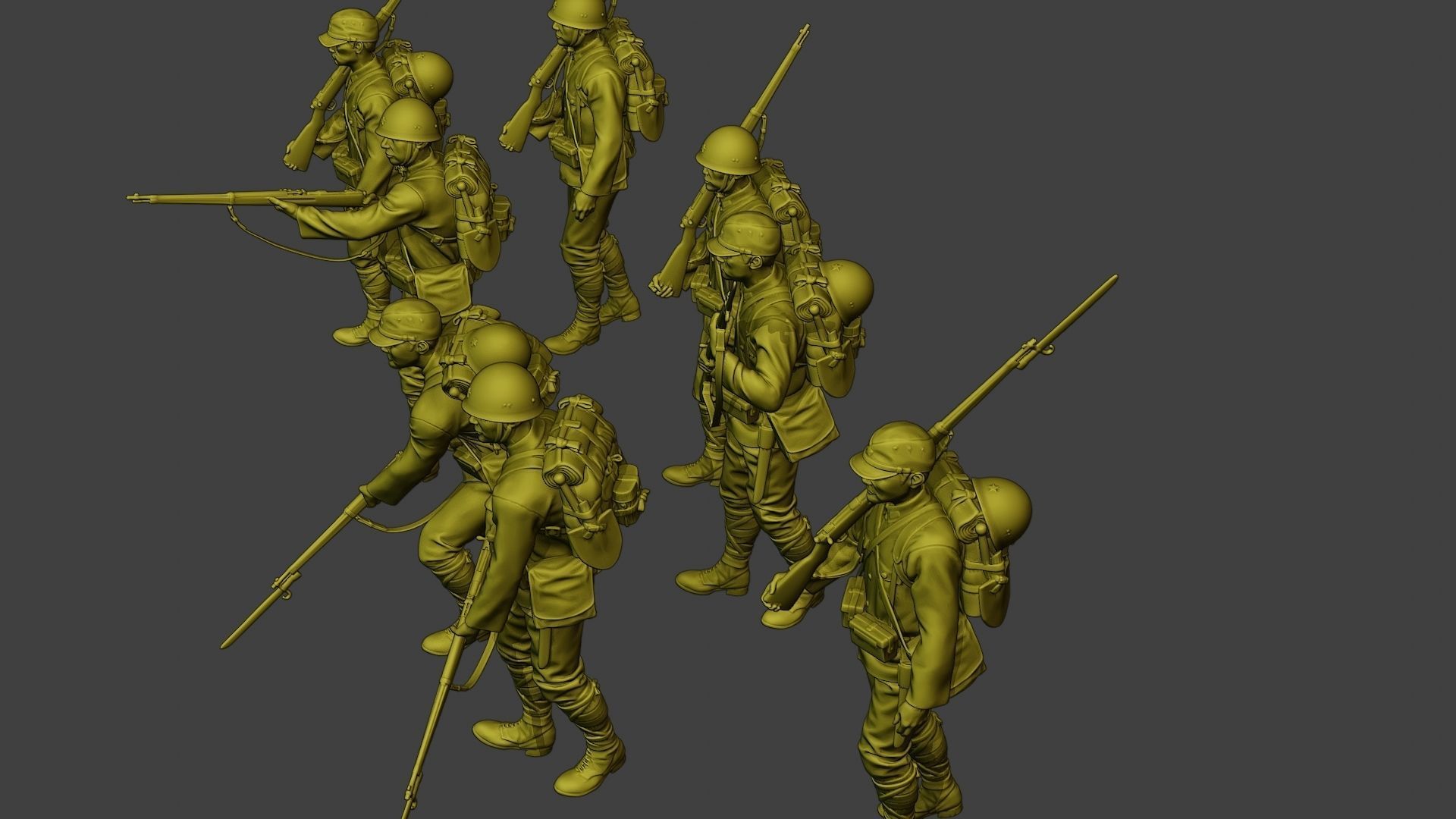 Japanese soldier ww2 J1 Pack2 3D Model Collection_30