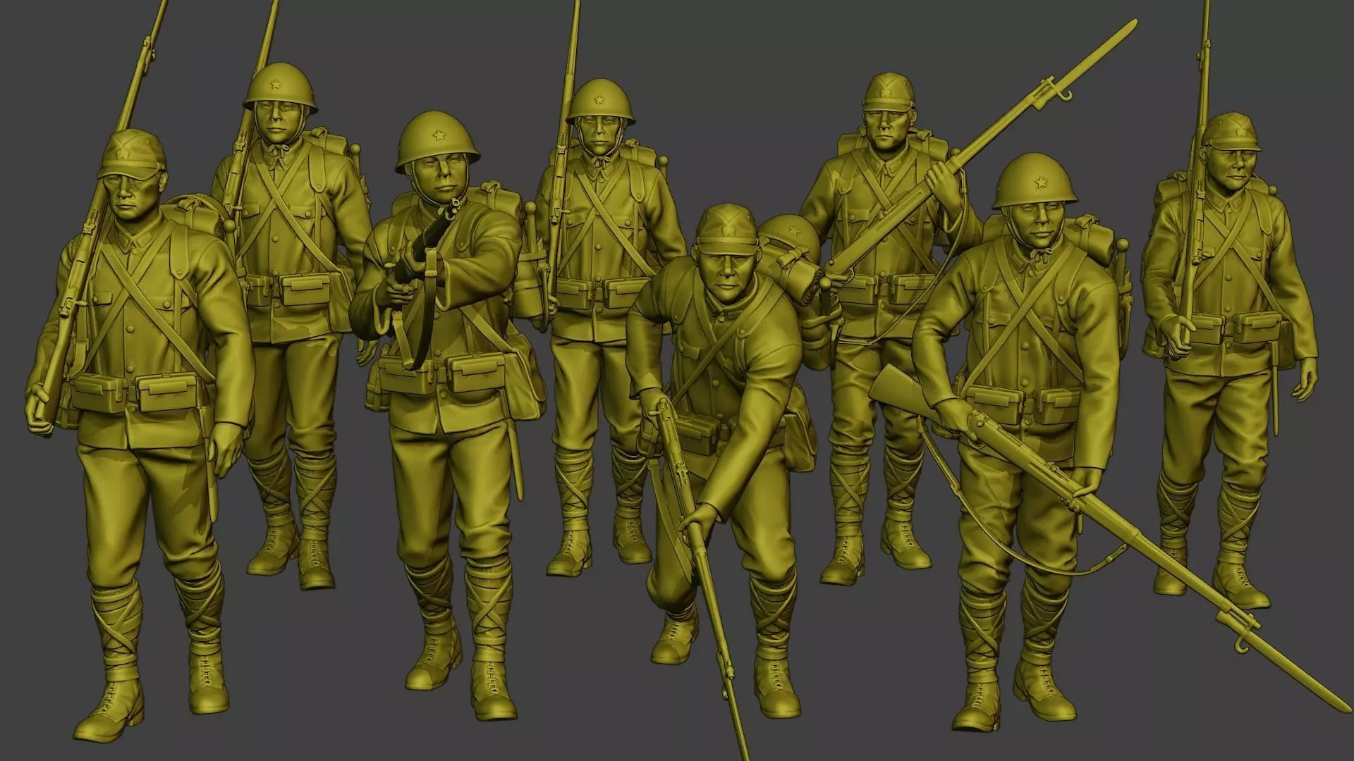 Japanese soldier ww2 J1 Pack2 3D Model Collection_0