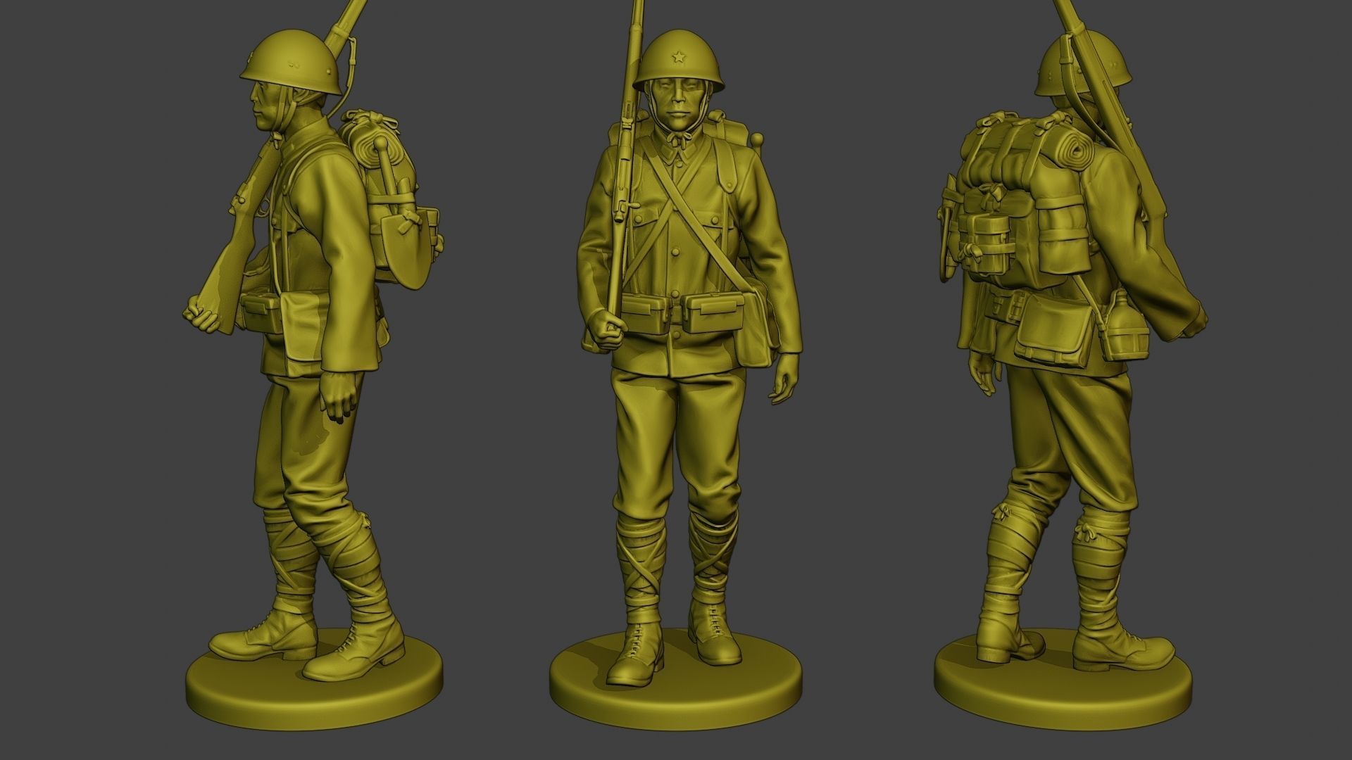 Japanese soldier ww2 J1 Pack2 3D Model Collection_7