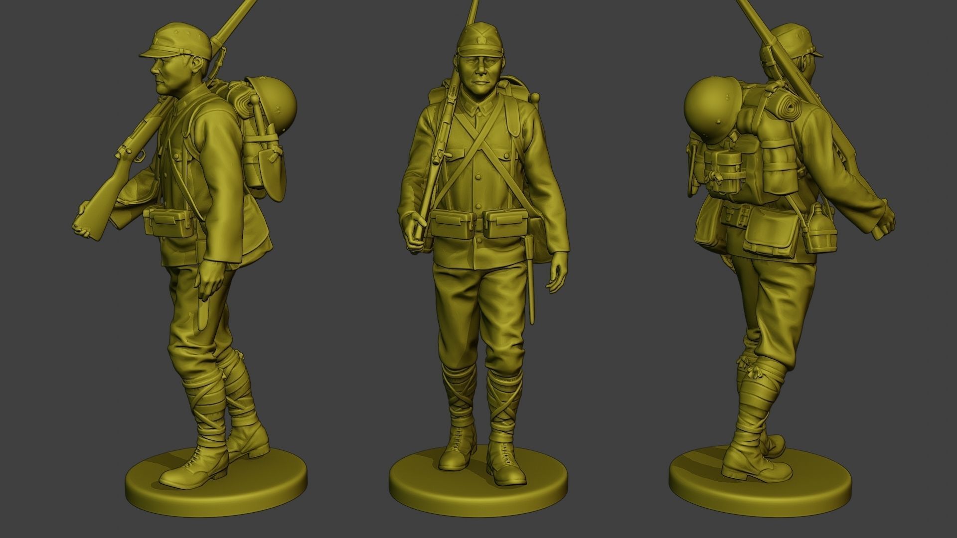 Japanese soldier ww2 J1 Pack2 3D Model Collection_6
