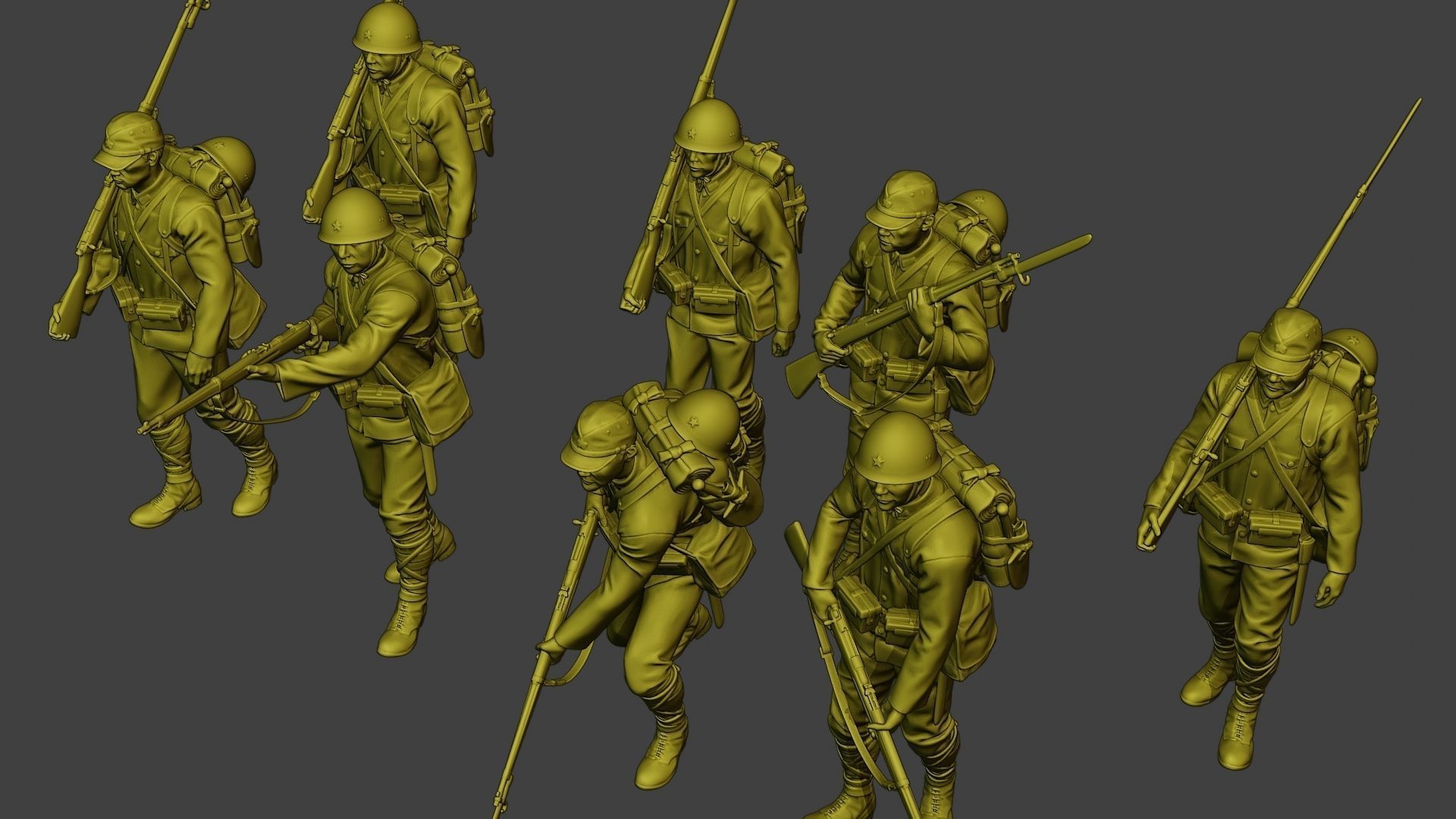 Japanese soldier ww2 J1 Pack2 3D Model Collection_25