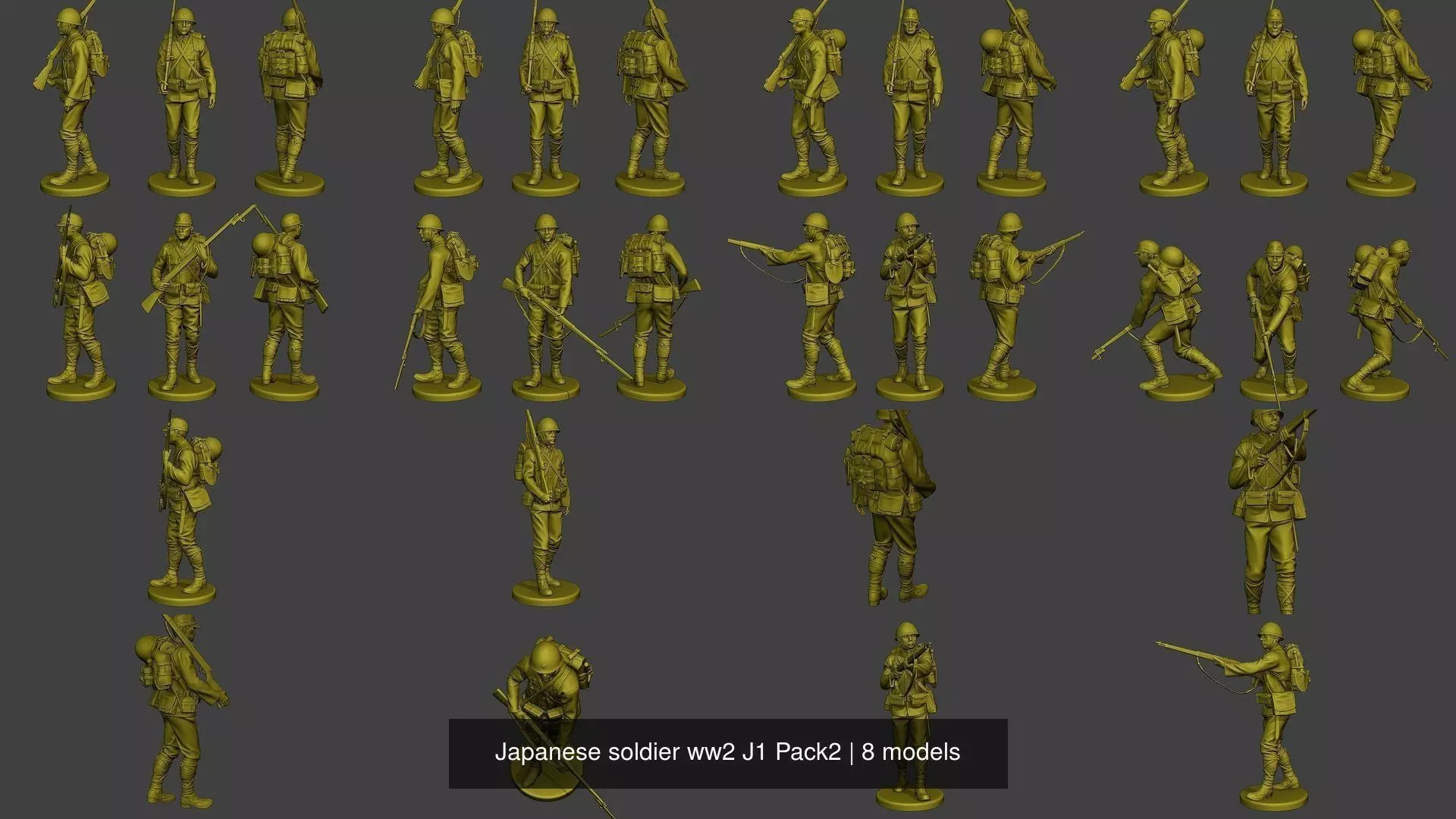 Japanese soldier ww2 J1 Pack2 3D Model Collection_1