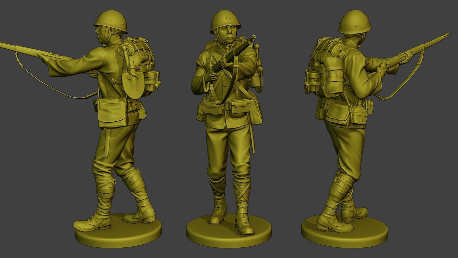 Japanese soldier ww2 J1 Pack2 3D Model Collection_5