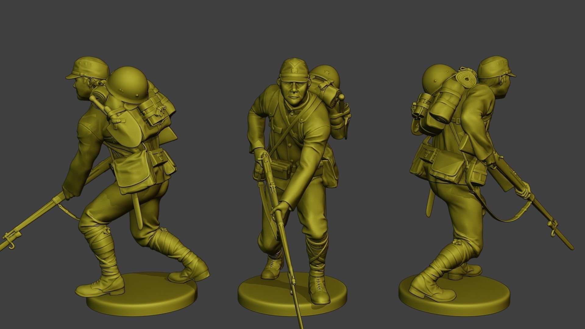 Japanese soldier ww2 J1 Pack2 3D Model Collection_9