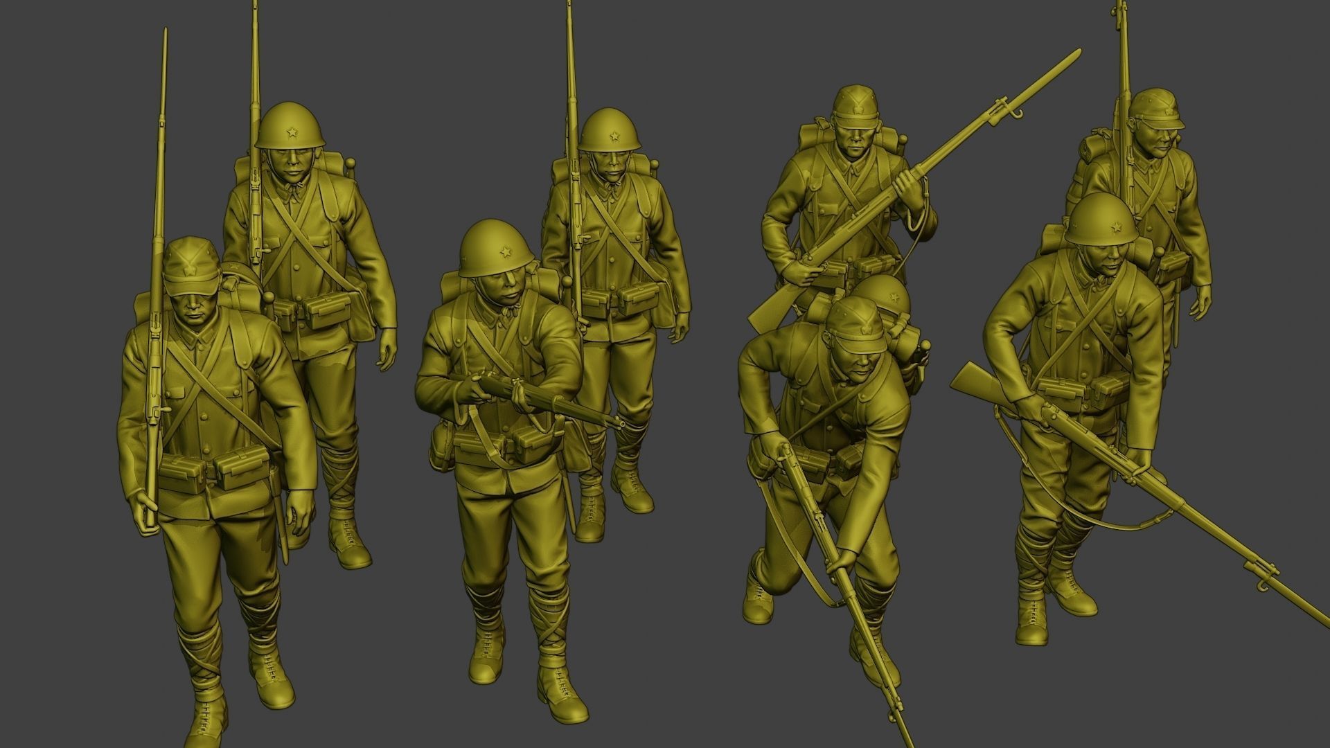 Japanese soldier ww2 J1 Pack2 3D Model Collection_31