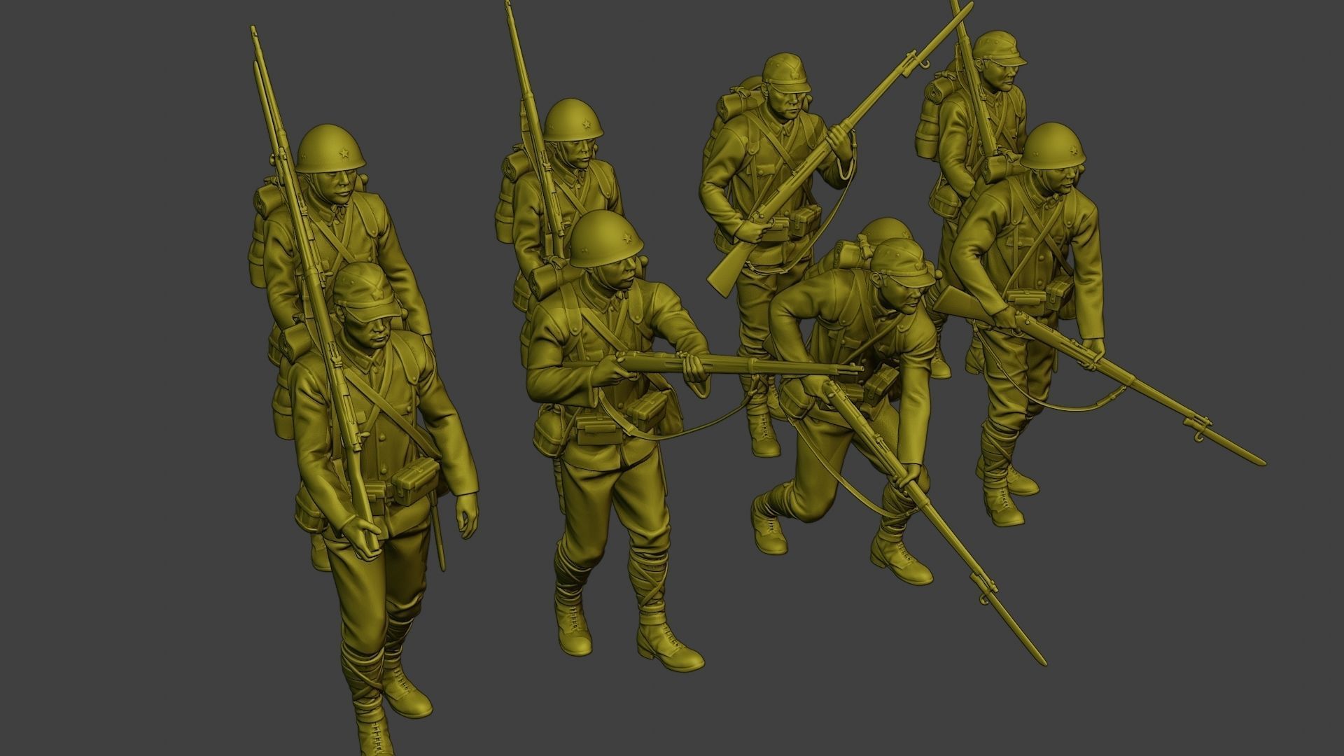 Japanese soldier ww2 J1 Pack2 3D Model Collection_14