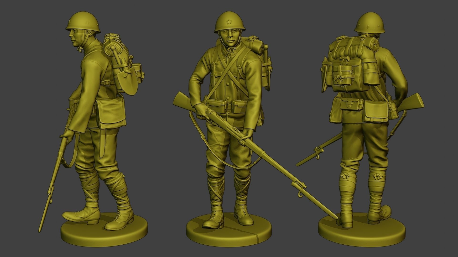 Japanese soldier ww2 J1 Pack2 3D Model Collection_10