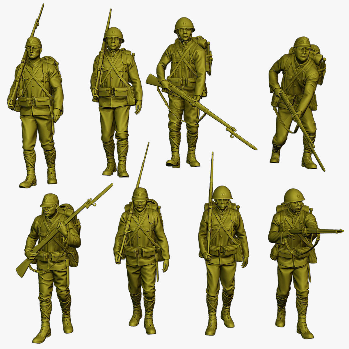 Japanese soldier ww2 J1 Pack2 3D Model Collection_2
