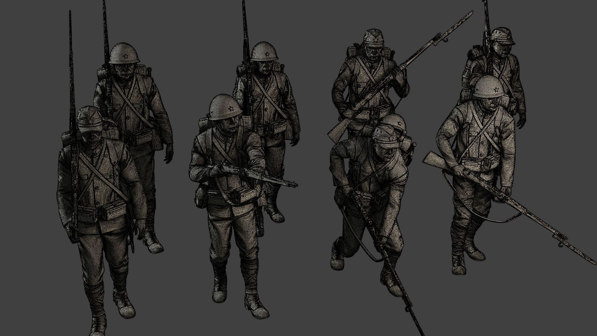 Japanese soldier ww2 J1 Pack2 3D Model Collection_11