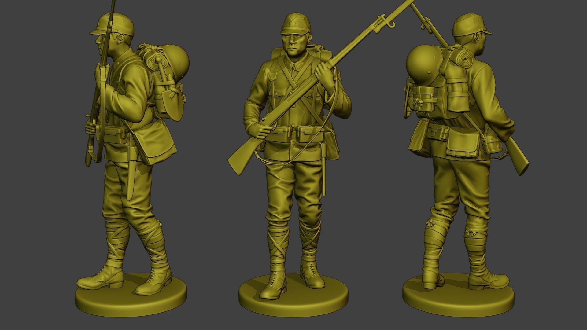 Japanese soldier ww2 J1 Pack2 3D Model Collection_3