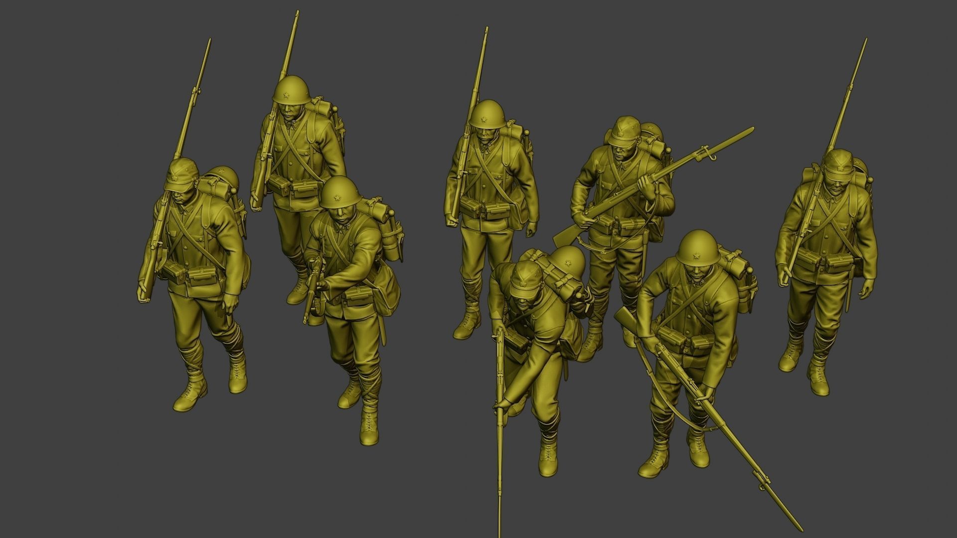 Japanese soldier ww2 J1 Pack2 3D Model Collection_16