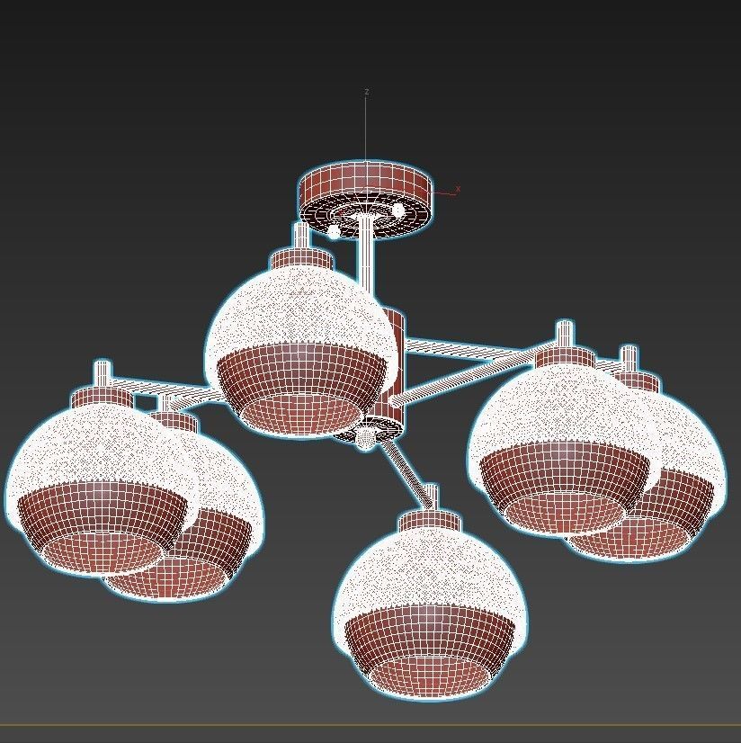 nocciola-70106-6 six light ceiling fixture gold 3D model_2