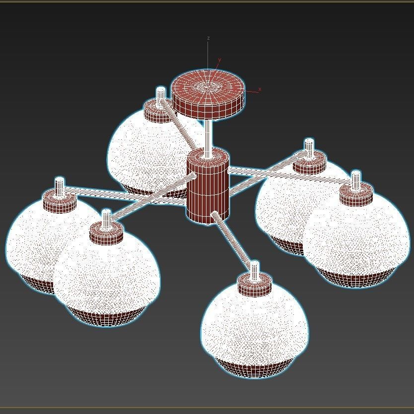 nocciola-70106-6 six light ceiling fixture gold 3D model_3