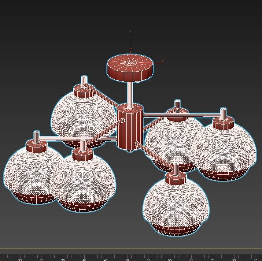 nocciola-70106-6 six light ceiling fixture gold 3D model_5