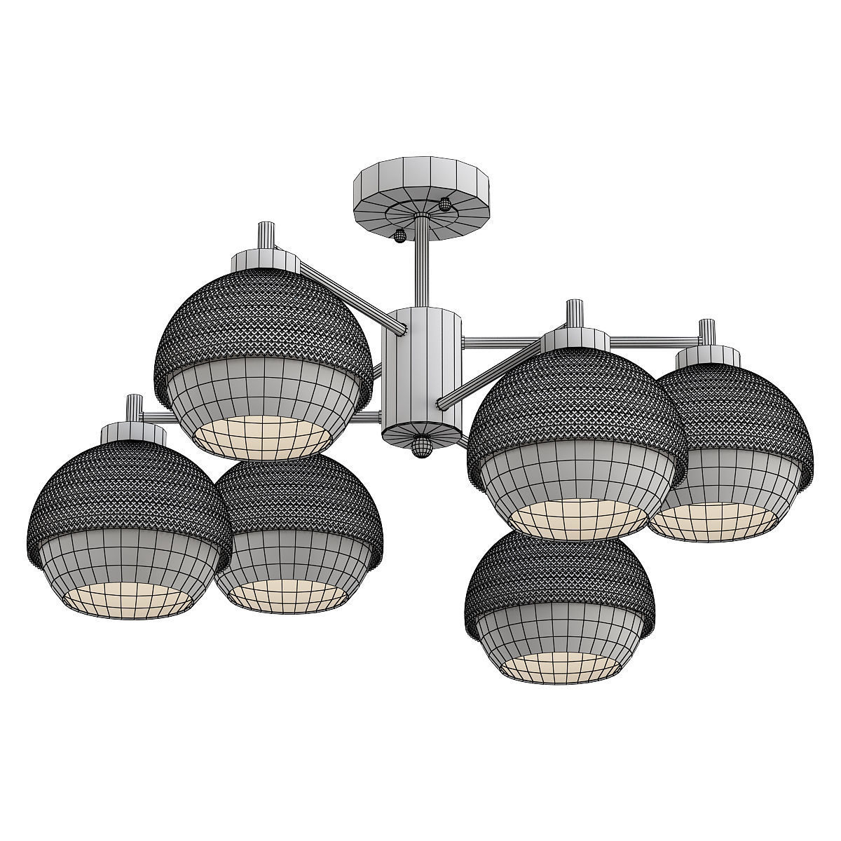 nocciola-70106-6 six light ceiling fixture gold 3D model_1