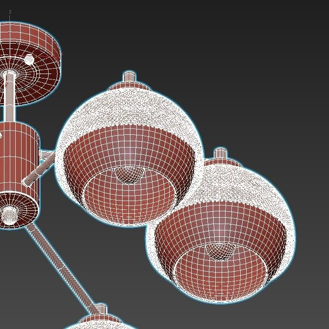 nocciola-70106-6 six light ceiling fixture gold 3D model_4