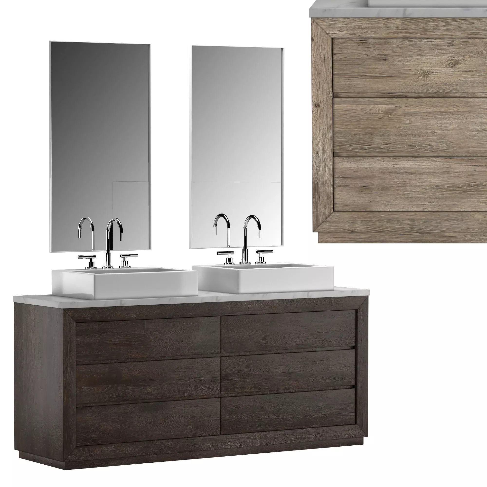RECLAIMED OAK DOUBLE VANITY 3D model