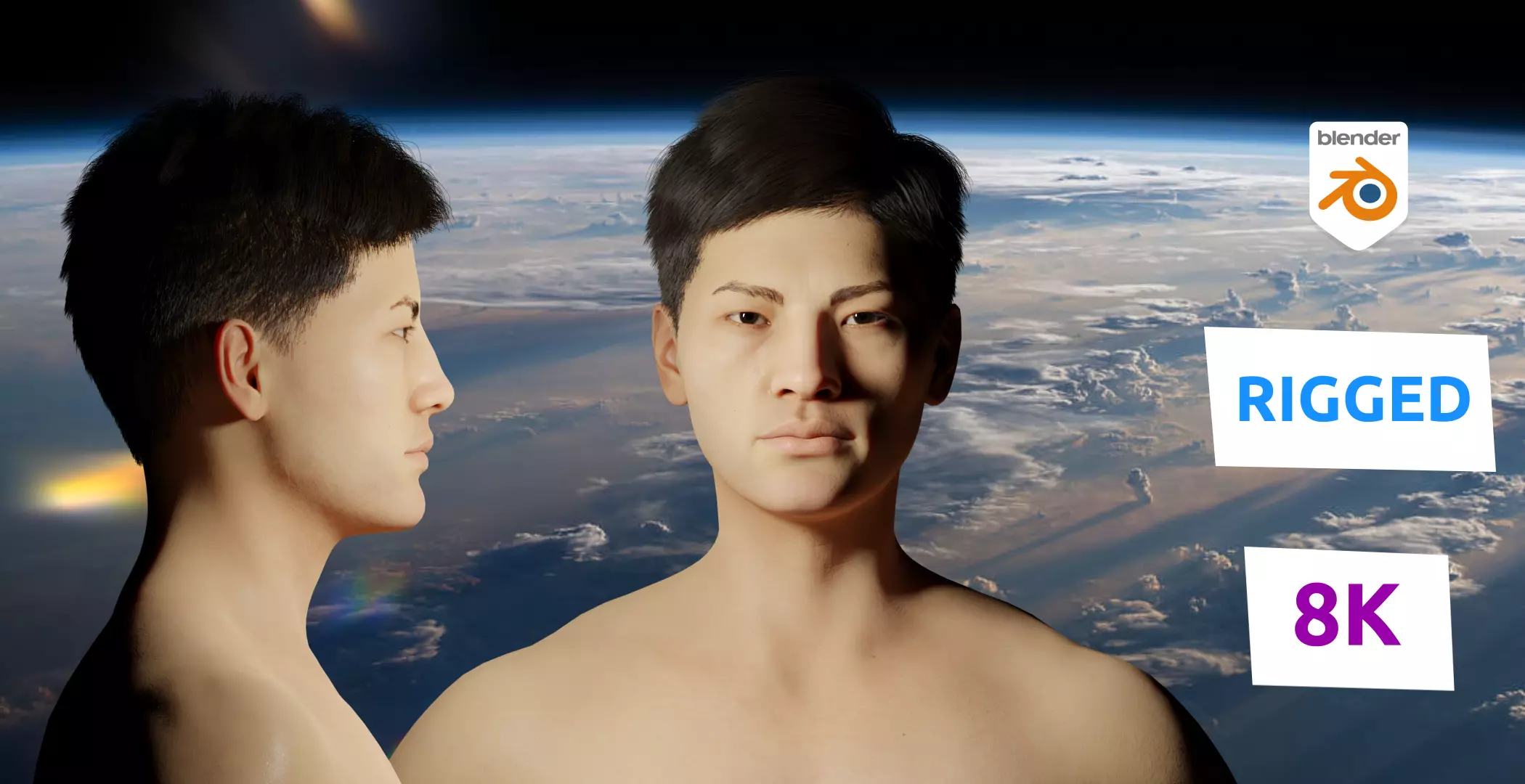 Shan Chinese Realistic rigged Blender Character 3D model_0