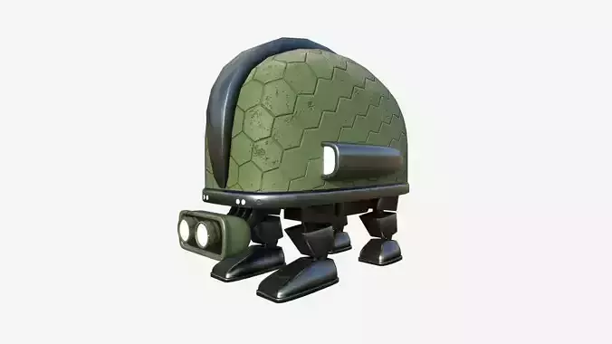 Turtleback Robot J03 Green Turtle - SciFi Character Design Low-poly 3D model
