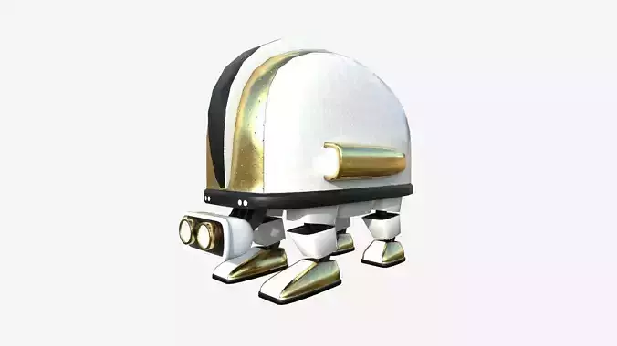 Turtleback Robot J05 White Gold - SciFi Character Design Low-poly 3D model