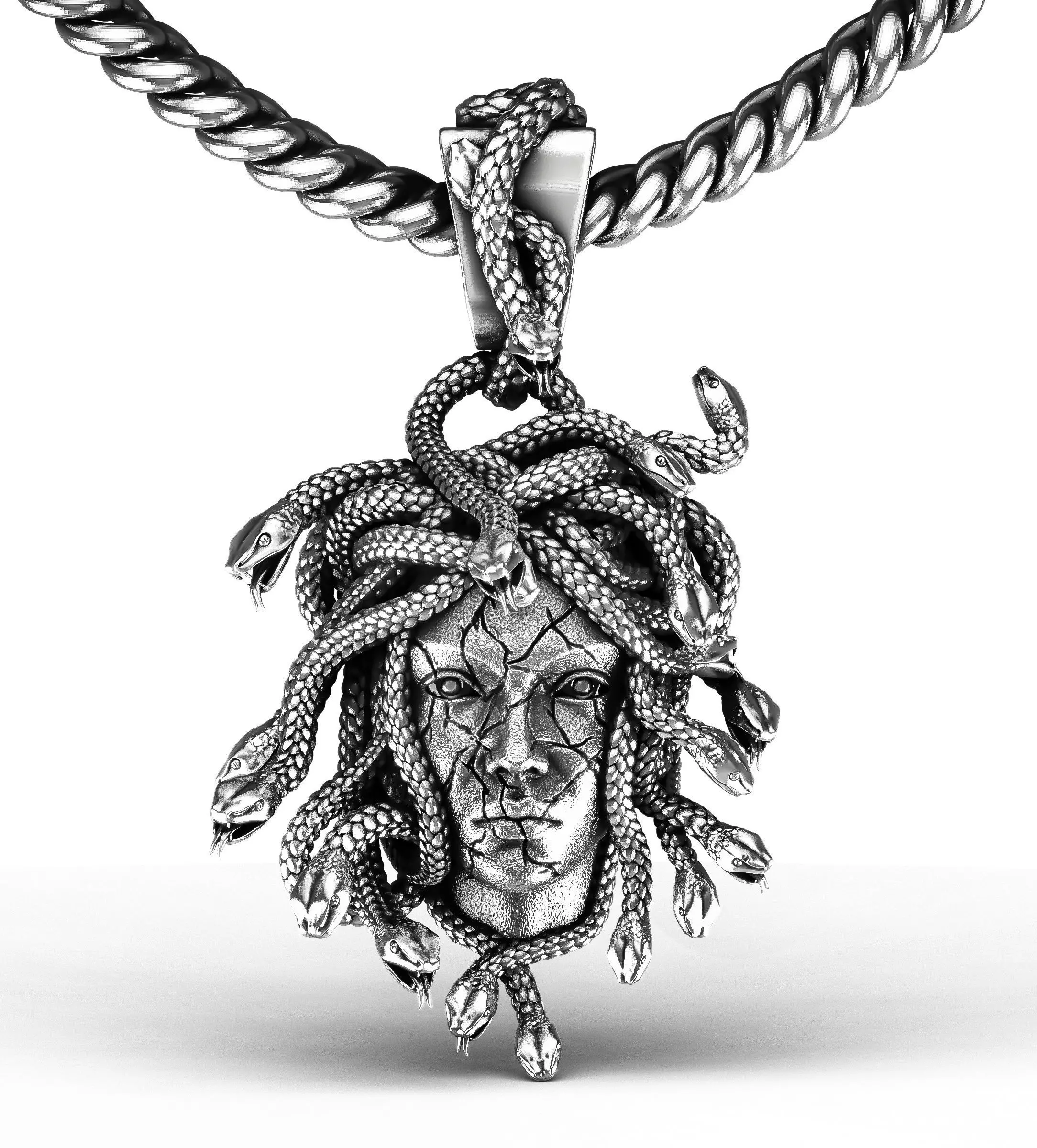 Medusa Snake Head Solid Face Pendant 3D print model
