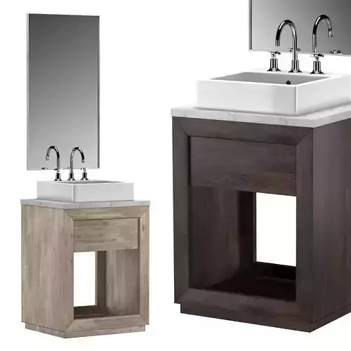 RECLAIMED OAK POWDER WASHSTAND 3D model