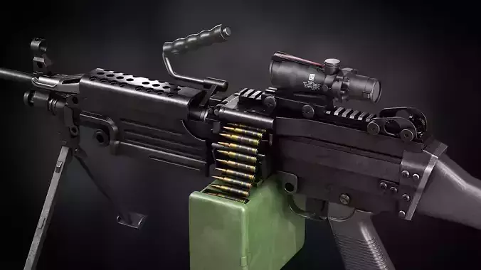 AAA M249 Game Ready PBR Low-poly 3D model