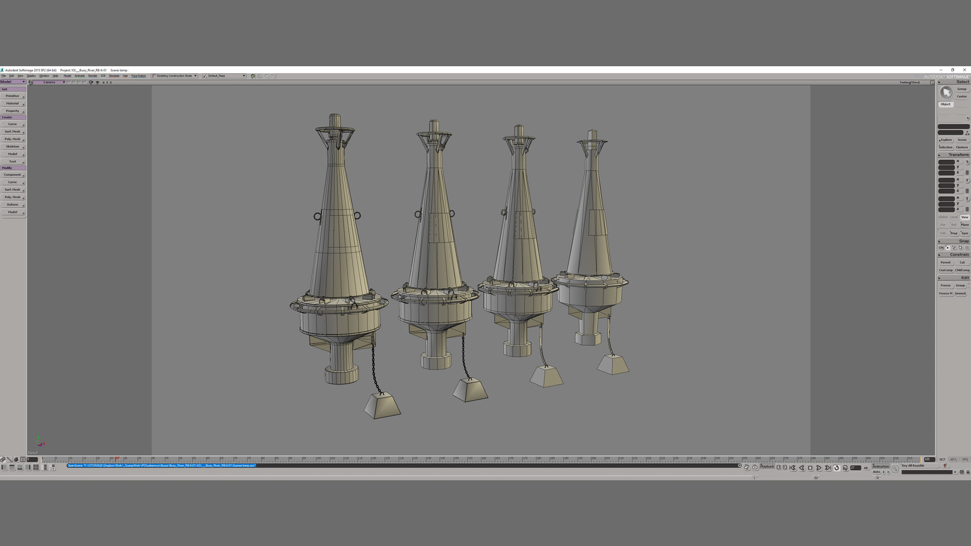 Buoy River RB-6-01 Left Turn Mark Low-poly 3D model_24