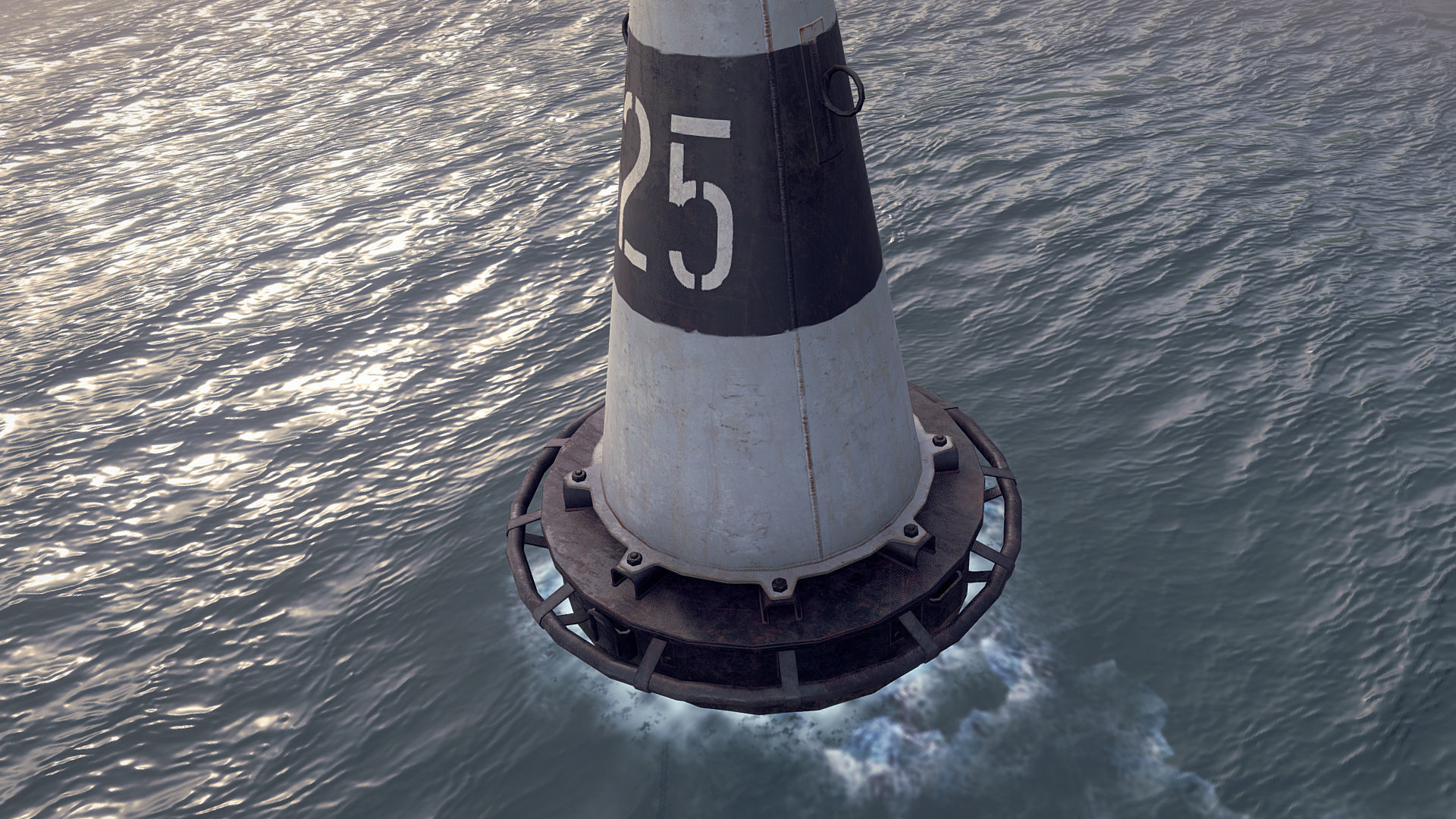 Buoy River RB-6-01 Left Turn Mark Low-poly 3D model_3