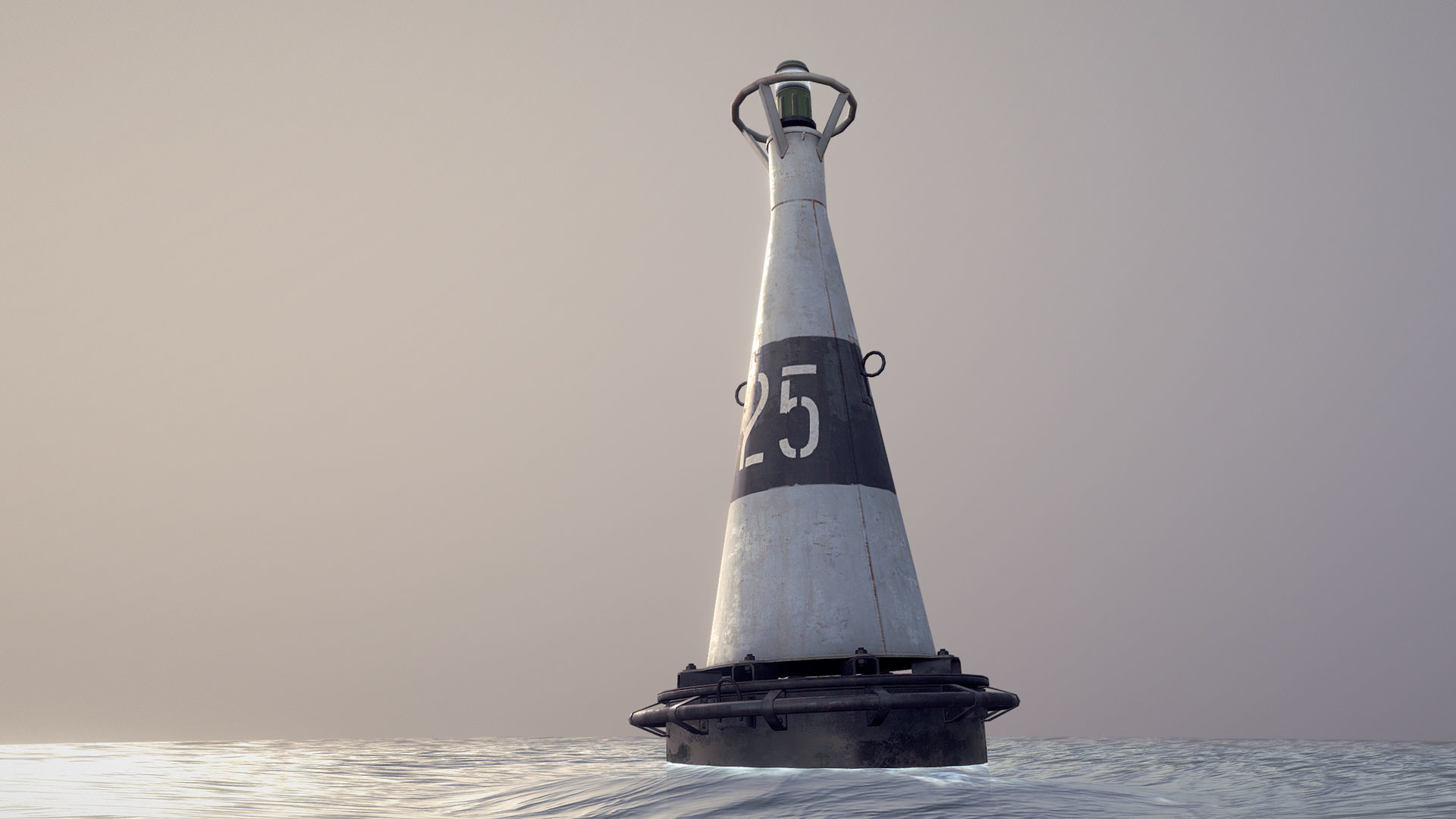 Buoy River RB-6-01 Left Turn Mark Low-poly 3D model_4