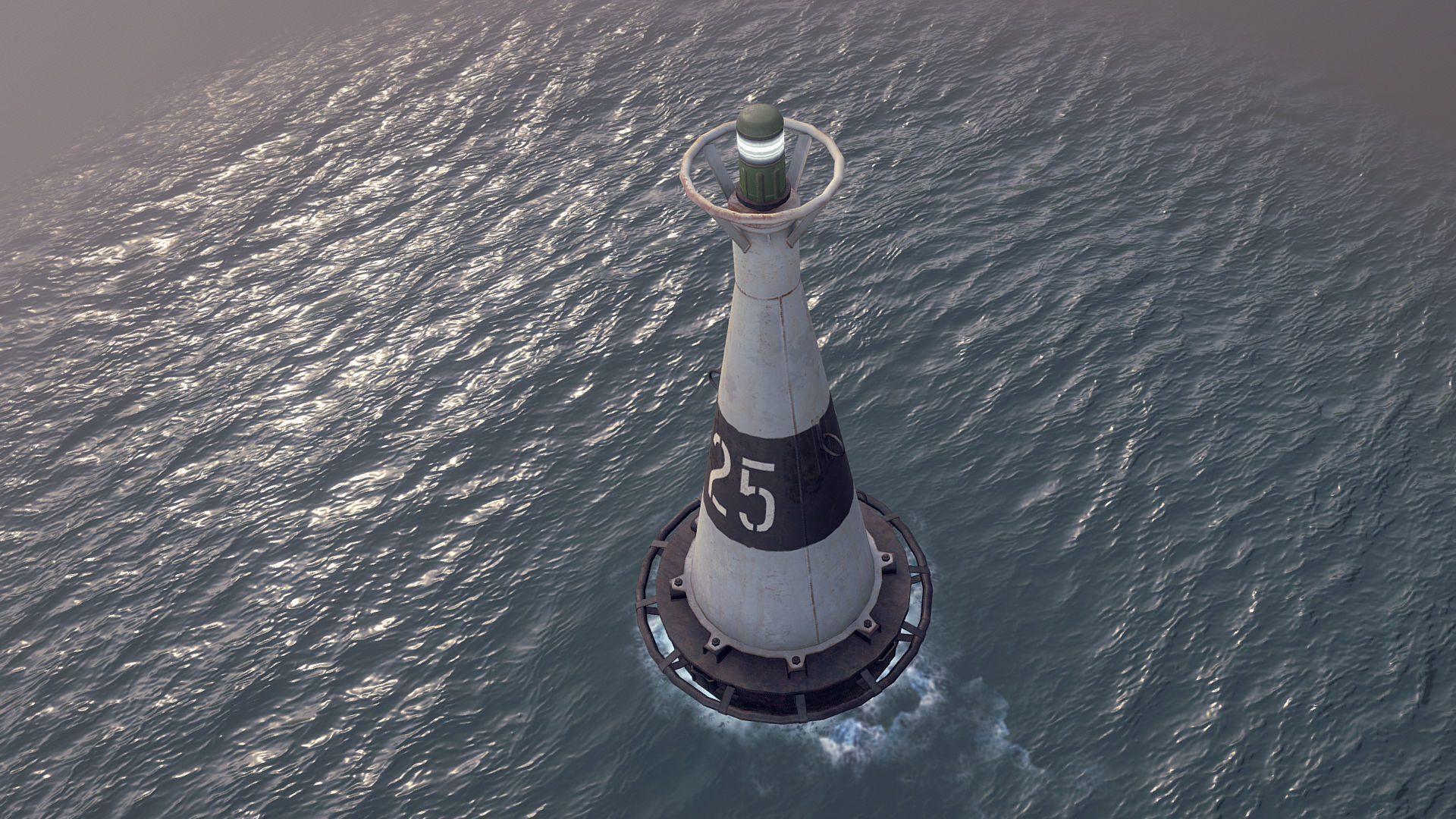 Buoy River RB-6-01 Left Turn Mark Low-poly 3D model_2