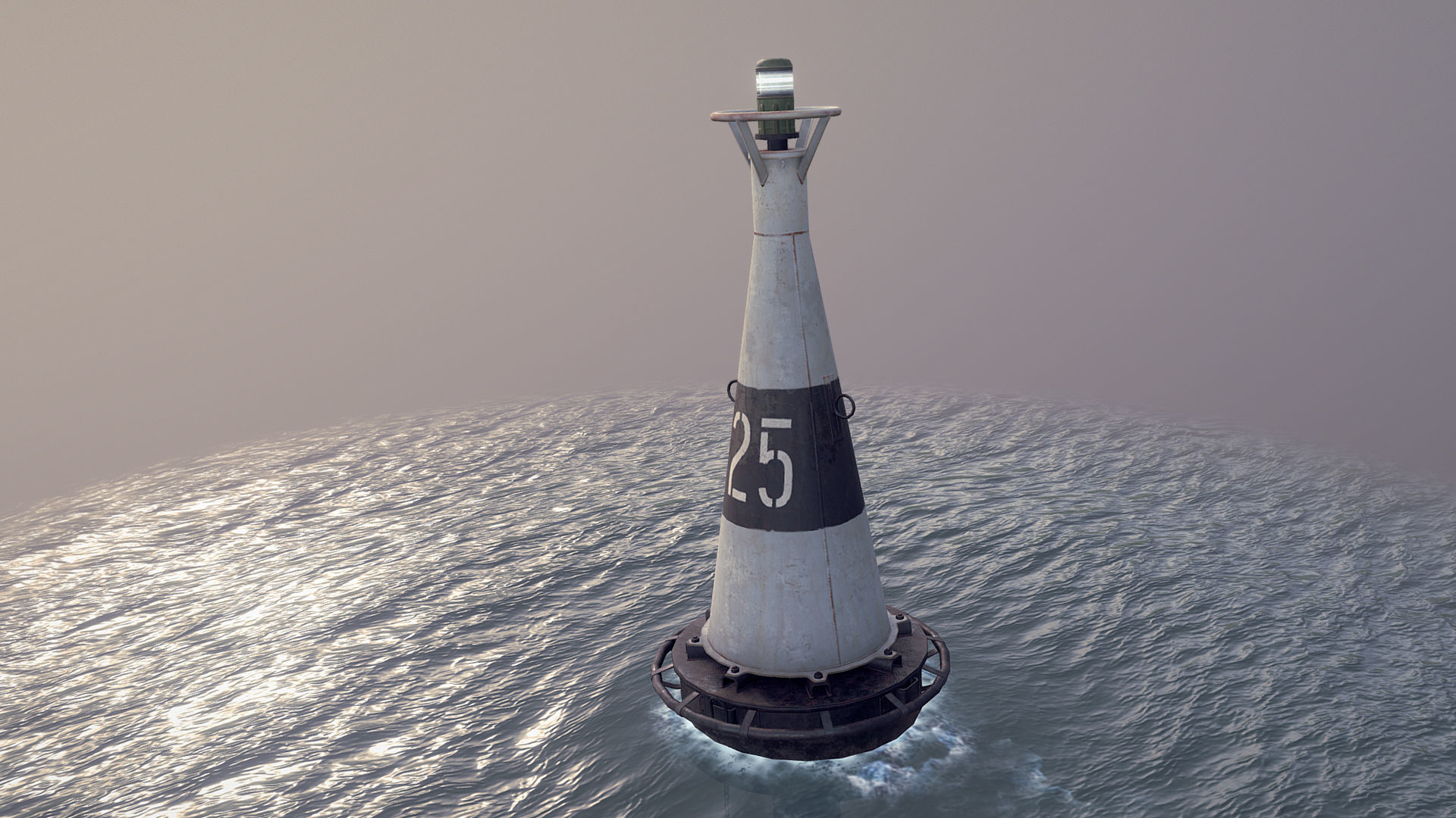 Buoy River RB-6-01 Left Turn Mark Low-poly 3D model_1