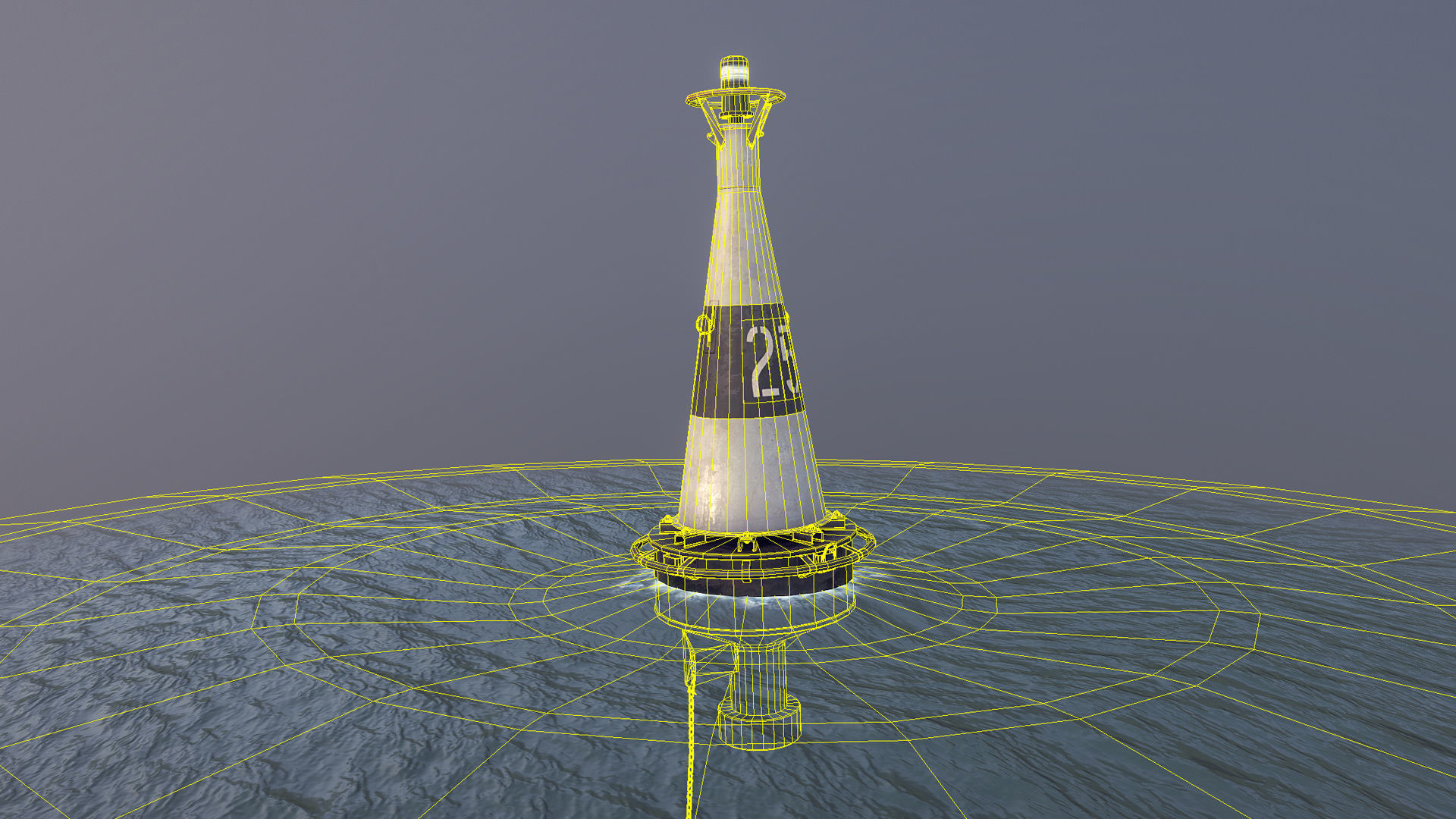 Buoy River RB-6-01 Left Turn Mark Low-poly 3D model_22