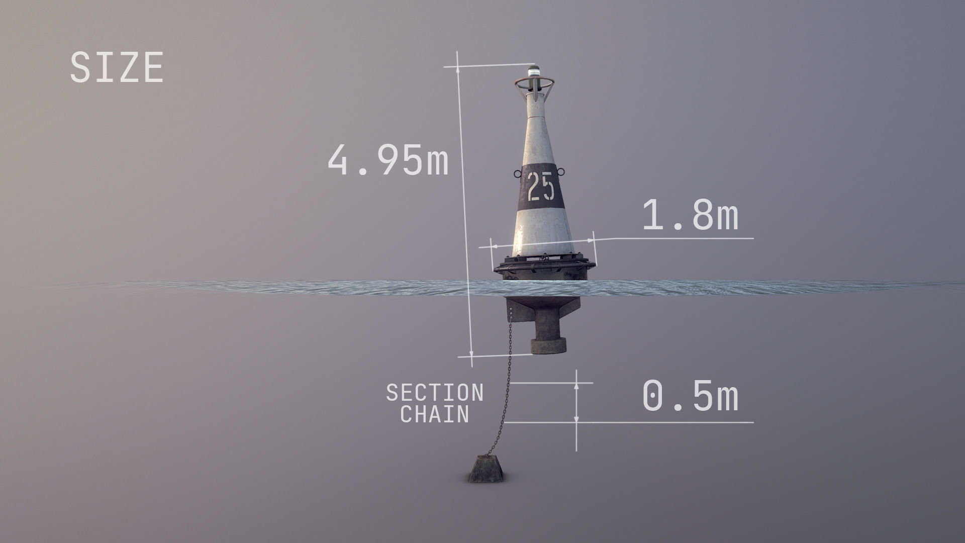 Buoy River RB-6-01 Left Turn Mark Low-poly 3D model_5