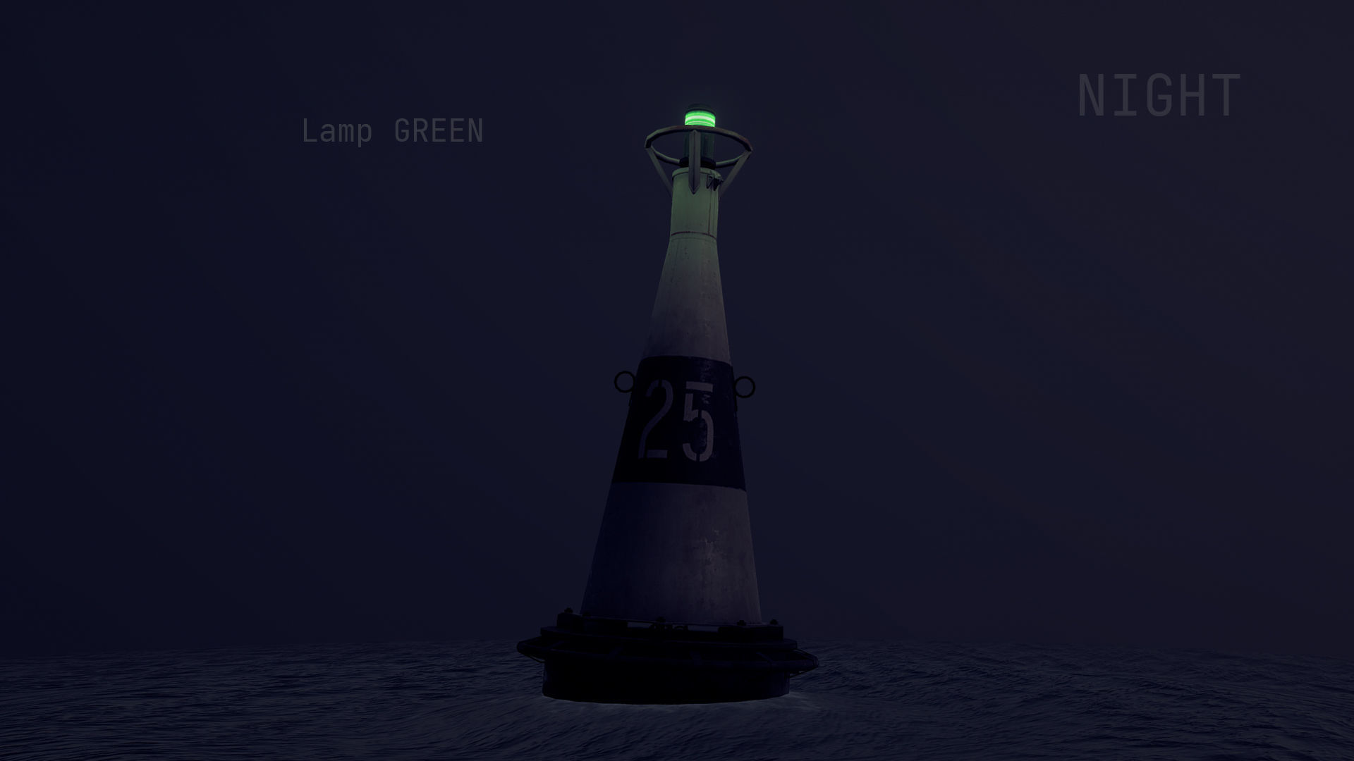 Buoy River RB-6-01 Left Turn Mark Low-poly 3D model_13