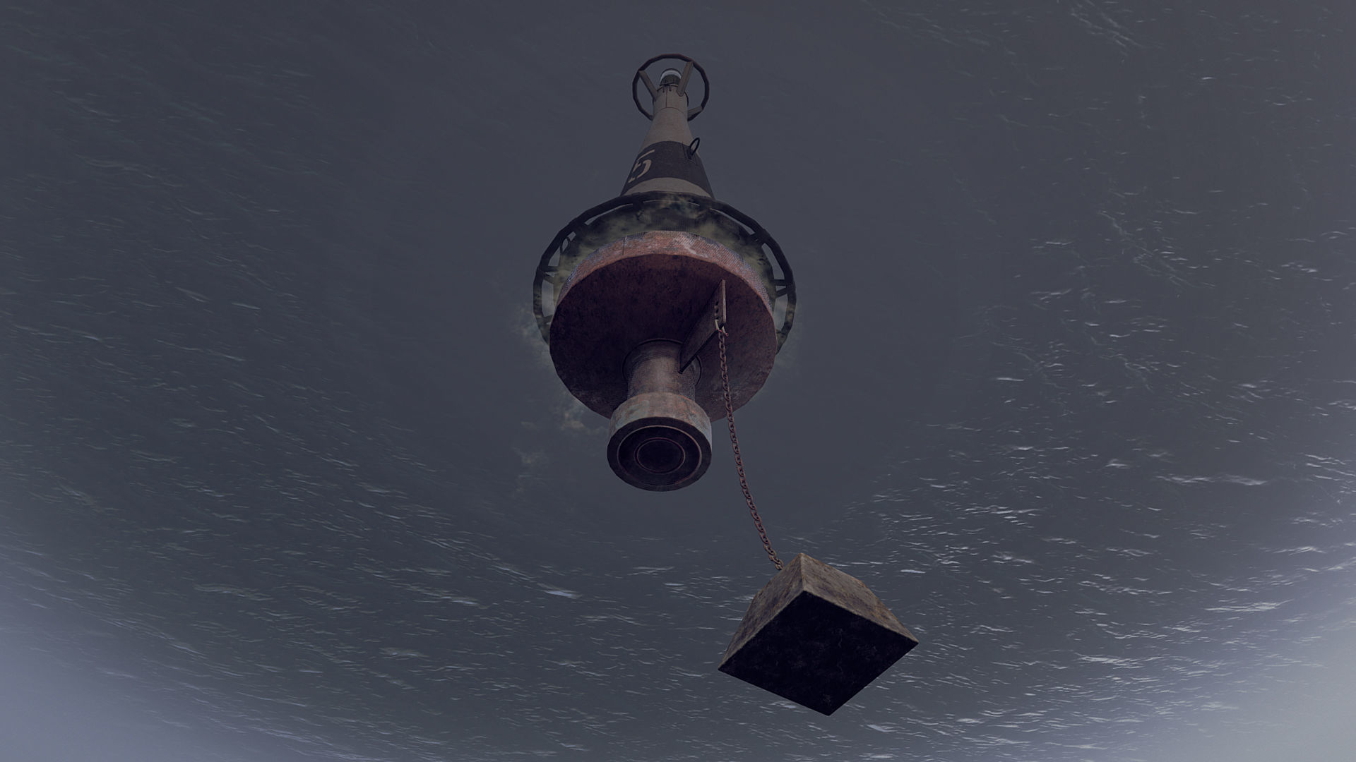 Buoy River RB-6-01 Left Turn Mark Low-poly 3D model_6