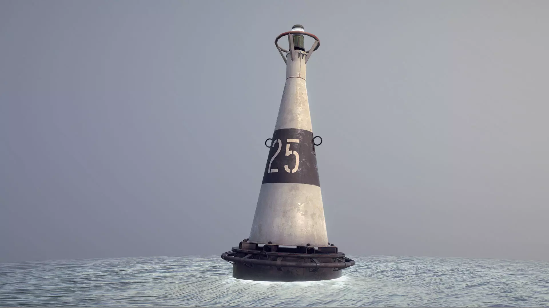 Buoy River RB-6-01 Left Turn Mark Low-poly 3D model_0