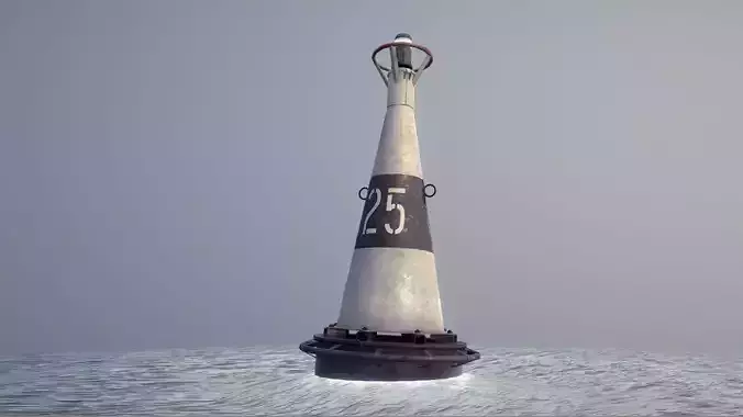 Buoy River RB-6-01 Left Turn Mark Low-poly 3D model