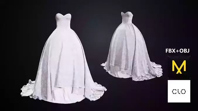 Wedding Dress Marvelous Designer 3D model