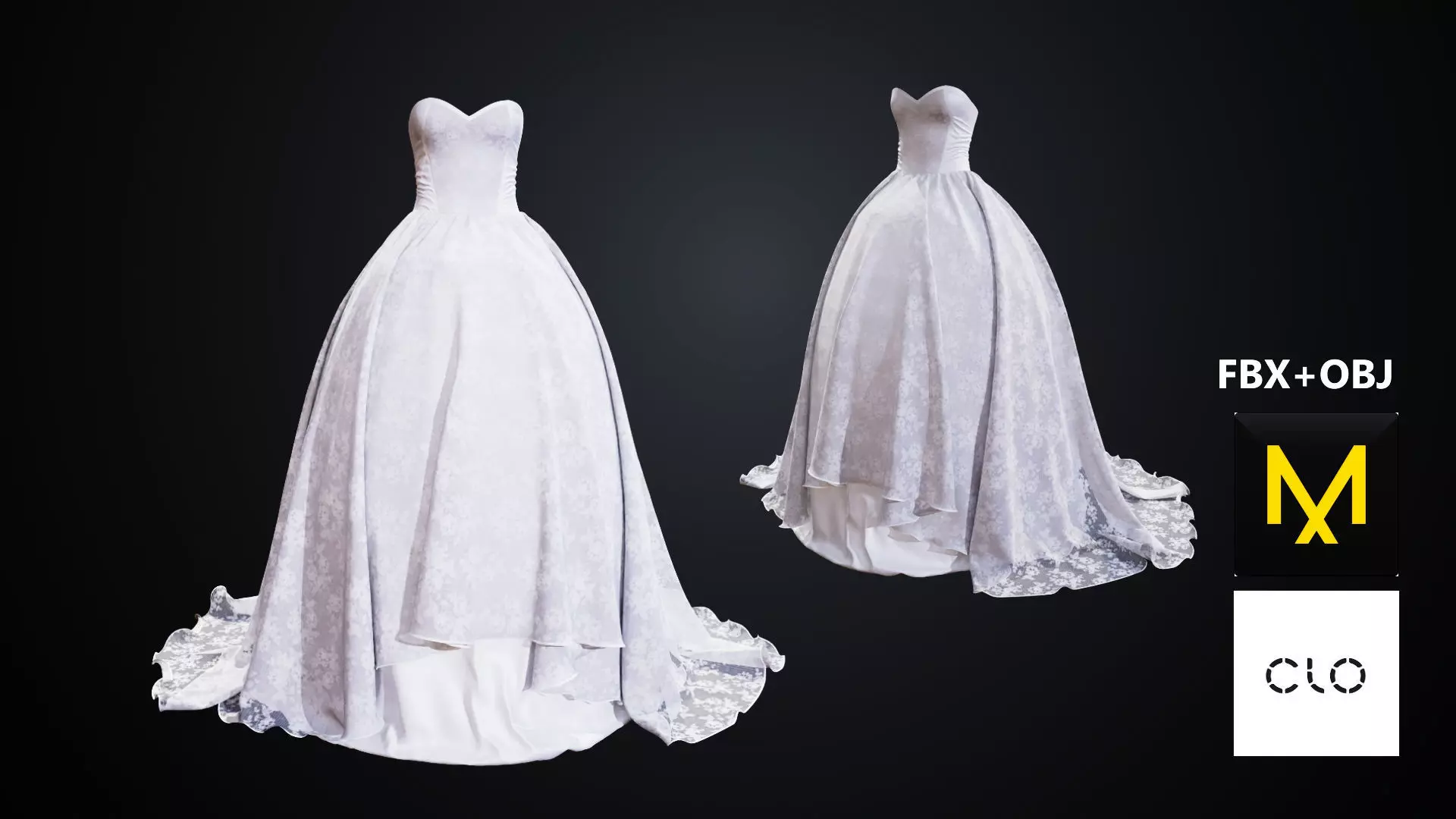 Wedding Dress Marvelous Designer 3D model